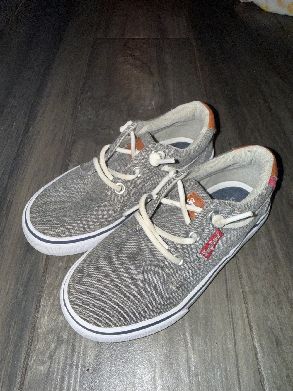 Tommy Bahama Gray Canvas Kids Sneakers with White Trim